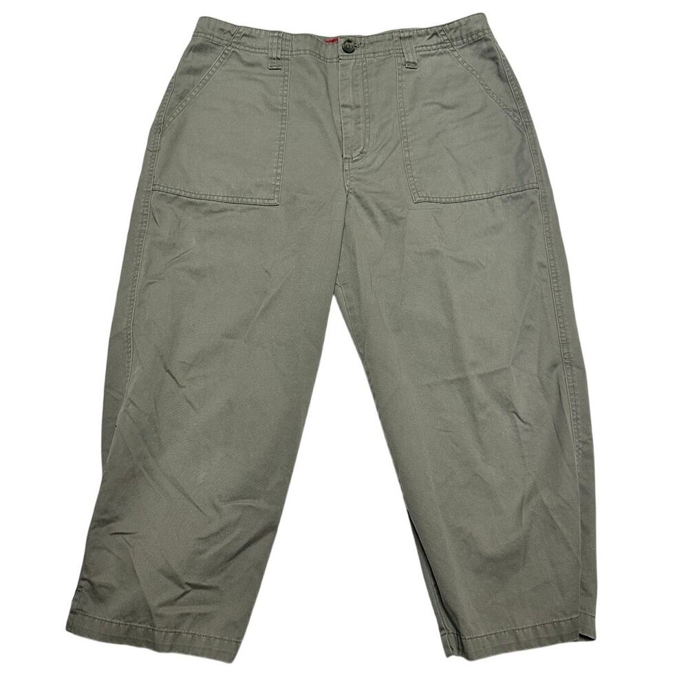 Gloria Vanderbilt Size 14 Olive Green 100% Cotton Straight Leg Pants